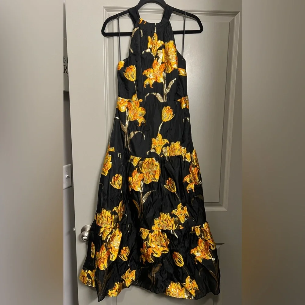 MILLY Hayden Halter Floral Midi Dress Size 6 - Picture 2 of 11